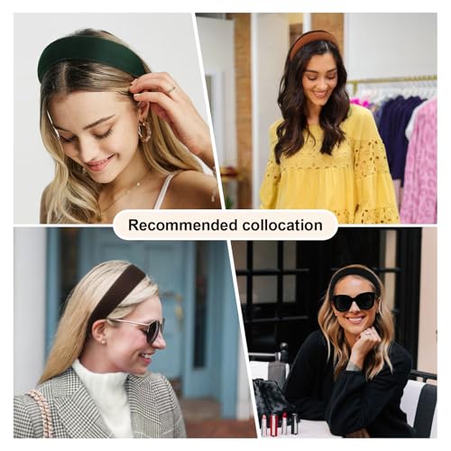Image of DRESHOW 4 Pcs Velvet Wide Headbands for Women Girls Turban Vintage Boho Head Bands Fashion Non Slip Head Wraps Hoop Hair Accessories