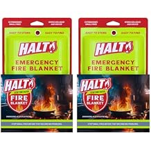 HALT! Emergency Fire Blanket - Rapid Fire Suppression for Home, Kitchen, Car & Camping |Lightweight, No Mess, Safe for Grease & Electrical Fires | Reusable & Never Expires 2-Pack