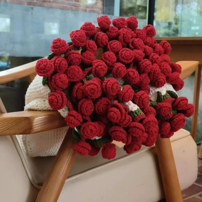 Valentine's Day Handmade Crochet Bellflower Bouquet Blanket,Romantic Knitted Rose Floral Throw Blankets Sofa Blankets,Luxury Crochet Flower Roses Blankets for Mom, Wife (Bellflower-Pink, 43.3 in) - Image 4