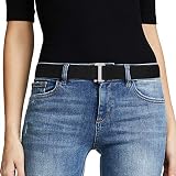 JASGOOD No Show Women Stretch Belt Invisible Elastic Web Strap Belt with Flat Buckle for Jeans Pants