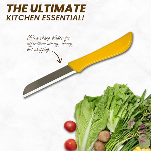 مجموعة سكاكين مطبخ من الستانلس ستيل من سولينجن - سكاكين بشفرة مسننة حادة للغاية للخضروات والفواكه، مقبض صلب، سهلة الامساك، هدية لمحبي الطبخ والطهاة | (متعددة الالوان، مجموعة من 3 قطع)
