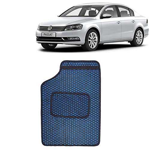 Image of Kingsway Dotted Design Car Floor Foot Mats Universal Fit for Volkswagen Passat, Model Year : 2015 Onwards, Water and Dustproof, Color Blue, Set of 5 Pieces