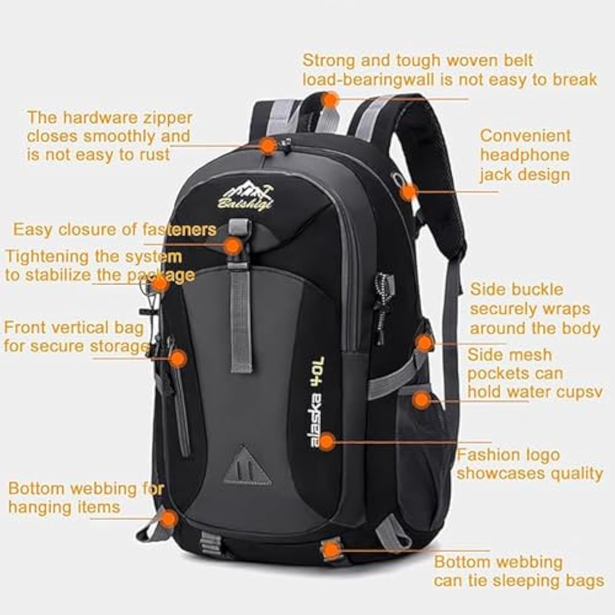 Lightweight Waterproof Multifunctional Trekking Backpack 40 Litres