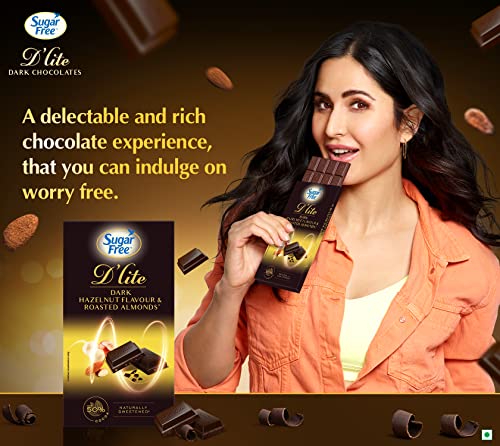 Image of Sugar Free D'lite Hazelnut & Almonds Dark Chocolate Bar, 40g (Pack of 3)