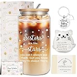 Sister Birthday Gifts for Women, Sister Gifts from Sisters, Cool Gifts with Glass Cup for Big Soul Sisters, Christmas Thanksgiving Present Ideas for Her