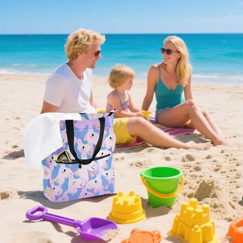 Bolsa de mano ligera morada con bolsillos de cremallera para libros 7