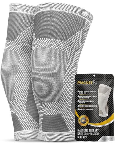 MagnetRX® - Genouillère rotulienne (lot de 2) Manchon de compression pour genoux avec aimants ligamentaire pour le sport maintien du ménisque Taille (Grand)
