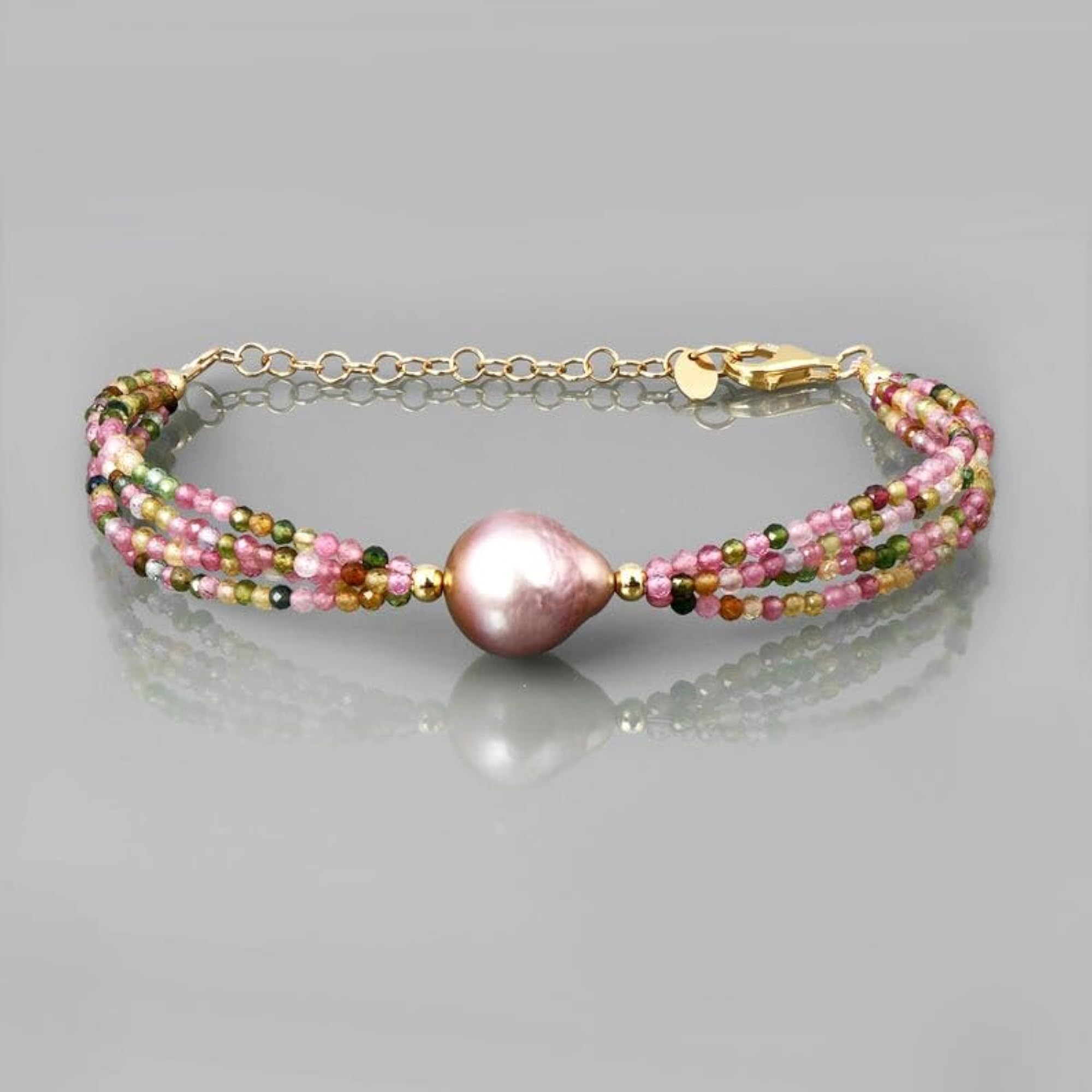 Multi Gemstone Rondelle Beaded Bracelet, Adjustable 7 Inch