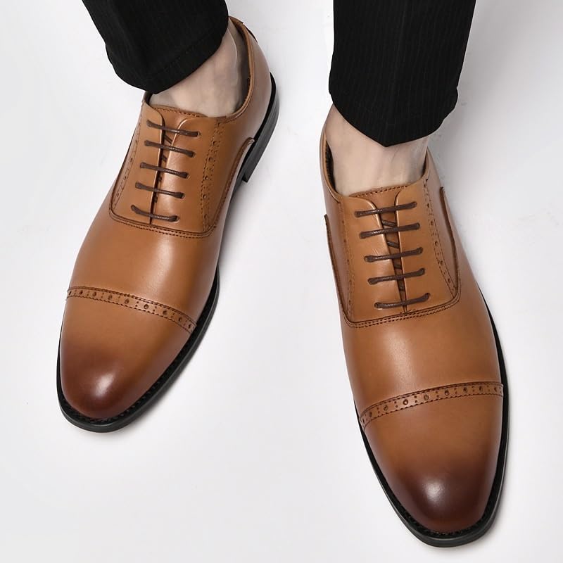 Leather Men’s Oxford Dress Shoes Lace-Up Formal Business Footwear for Wedding Office Groom Party2