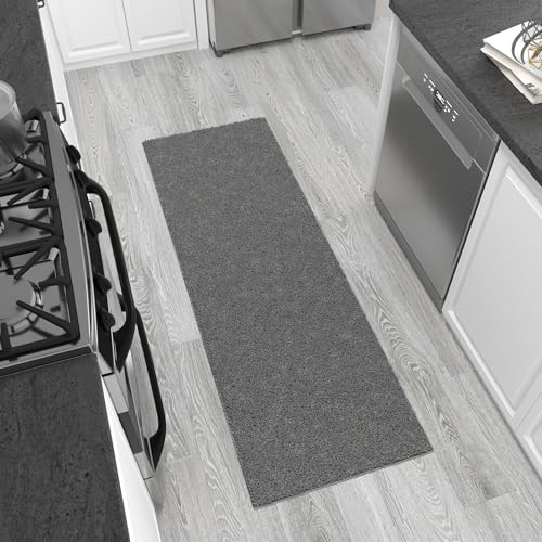 Ottomanson Indoor Solid Shag Design Rubber Back 2x5 Soft Pile Shag Runner Rug for Hallway, Entryway, Kitchen, Living Room, Bedroom, Bathroom, 20