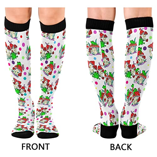 Wusikd Frogs Mushrooms Compression Socks for Women and Men Circulation Long Socks for Athletic Running 12