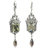 Metall antik versilbert Jugendstil Ohrringe Kristalle von Swarovski® Silber Grau NOBEL SCHMUCK