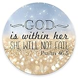 Amcove Psalm 46:5 God is Within Her,She Will not Fall- Bible Verse Mouse pad Personalized Design Non-Slip Rubber Round Mouse pad 7.9 x 7.9 x 0.12 Inch