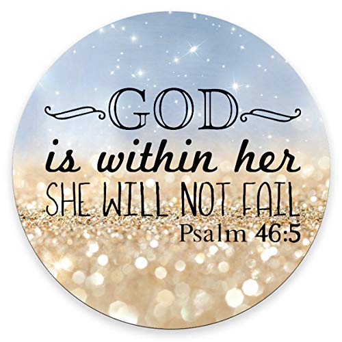 Amcove Psalm 46:5 God is Within Her,She Will not Fall- Bible Verse Mouse pad Personalized Design Non-Slip Rubber Round Mouse pad 7.9 x 7.9 x 0.12 Inch