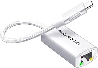 LENTION USB C to Ethernet Adapter, RJ45 to Type C Gigabit Network 1000M Wired LAN Converter Compatible 2023-2016 MacBook Pro 13/15/16, New iPad Pro/Mac Air/Surface, Chromebook, More (CU604, Silver)