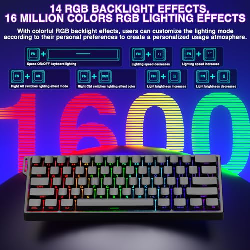 Image of Aula WIN60 HE - 60% Mechanical Gaming Keyboard Wired, Magnetic Switch Hot Swappable, Adjustable Actuation Rapid Trigger Mode, 8000 Hz Polling Rate, RGB Small Keyboard 60 Percent Compact Design for PC