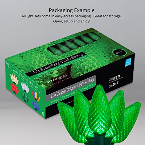 C9 Green Christmas Lights Set Of 25, 17 Ft, Green Led String Lights, St Patricks Day Lights Halloween Lights Party Indoor-Outdoor Christmas Lights C9 Led Christmas Lights Halloween Decorations Outdoor #TOP4