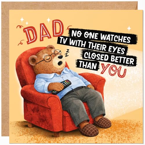 Funny Dad Birthday Card - No One Watches TV With Their Eyes Closed Better Than You - Fathers Day Card From Your Favourite Child Son or Daughter