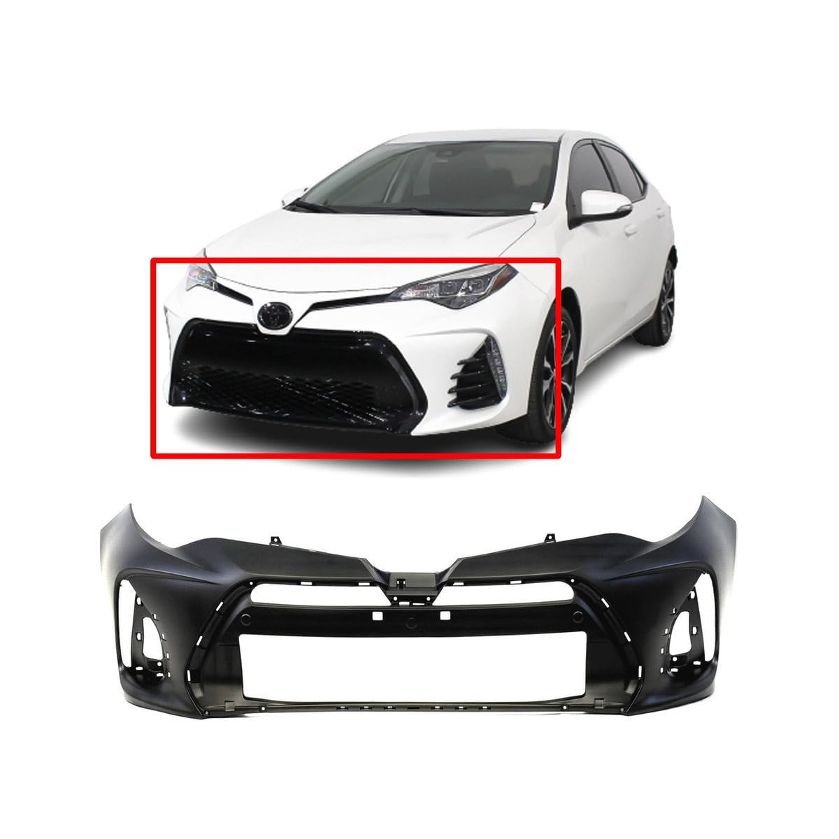 FitParts Compatible with Toyota Corolla 2017–2019 Front Bumper Cover