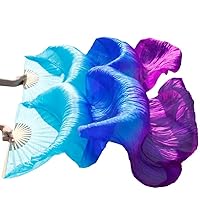 HPLWJO Éventail De Danse Du Ventre En Soie Véritable Pour Femme, 150 X 90 Cm, 1 Paire (gauche + Droite) En Soie Pour Danse Orientale, Spectacle De