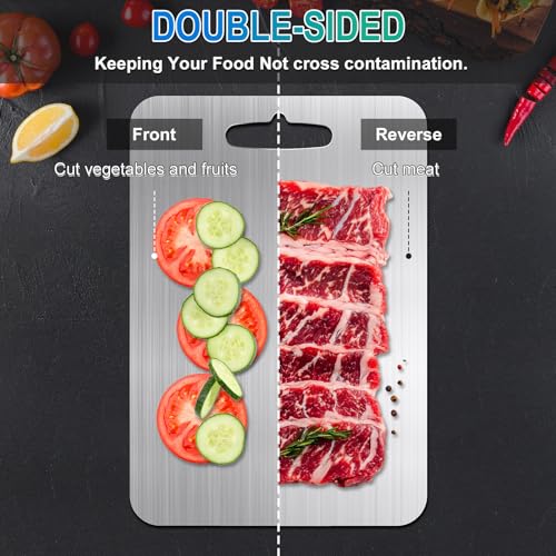 Tabla de Cortar de Titanio Puro al 100 % para Cocina, Tabla de Picar Alimentaria de Doble Cara, Resistente y Higiénica, Segura para Carnes y Verduras, 24,9 cm x 36,1 cm miniatura 6