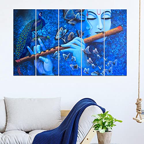 Image of Spacter art Radha Krishna Wall Painting for Living Room Big Size - Radha Krishna Painting Wall Decor for Bedroom, Office, Peaceful Digital Painting Wooden Framed for Gifting (30x60 inch) SP93