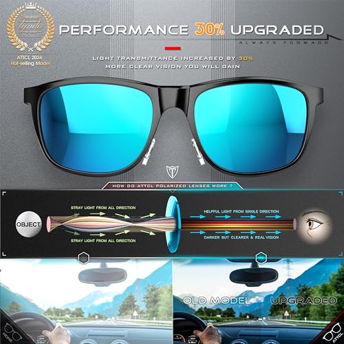 ATTCL Bundles Men's Retro Metal Frame Driving Polarized Sunglasses For Men Sun glasses:(8177-black-blue)+(8587-black-blue)4