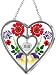 Mom Heart Suncatchers Stained Glass Suncatchers For Windows Heart with Pressed Flower Heart - Glass Heart Suncatchers - Mom Gifts Gift for Mother's Day Mom for Birthdays Christmas