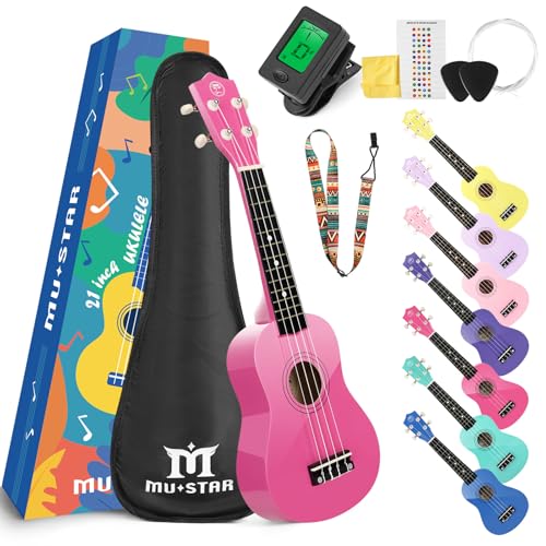 MUSTAR Soprano Ukulele Beginners Kit - 21 Inch Basswood Ukuleles