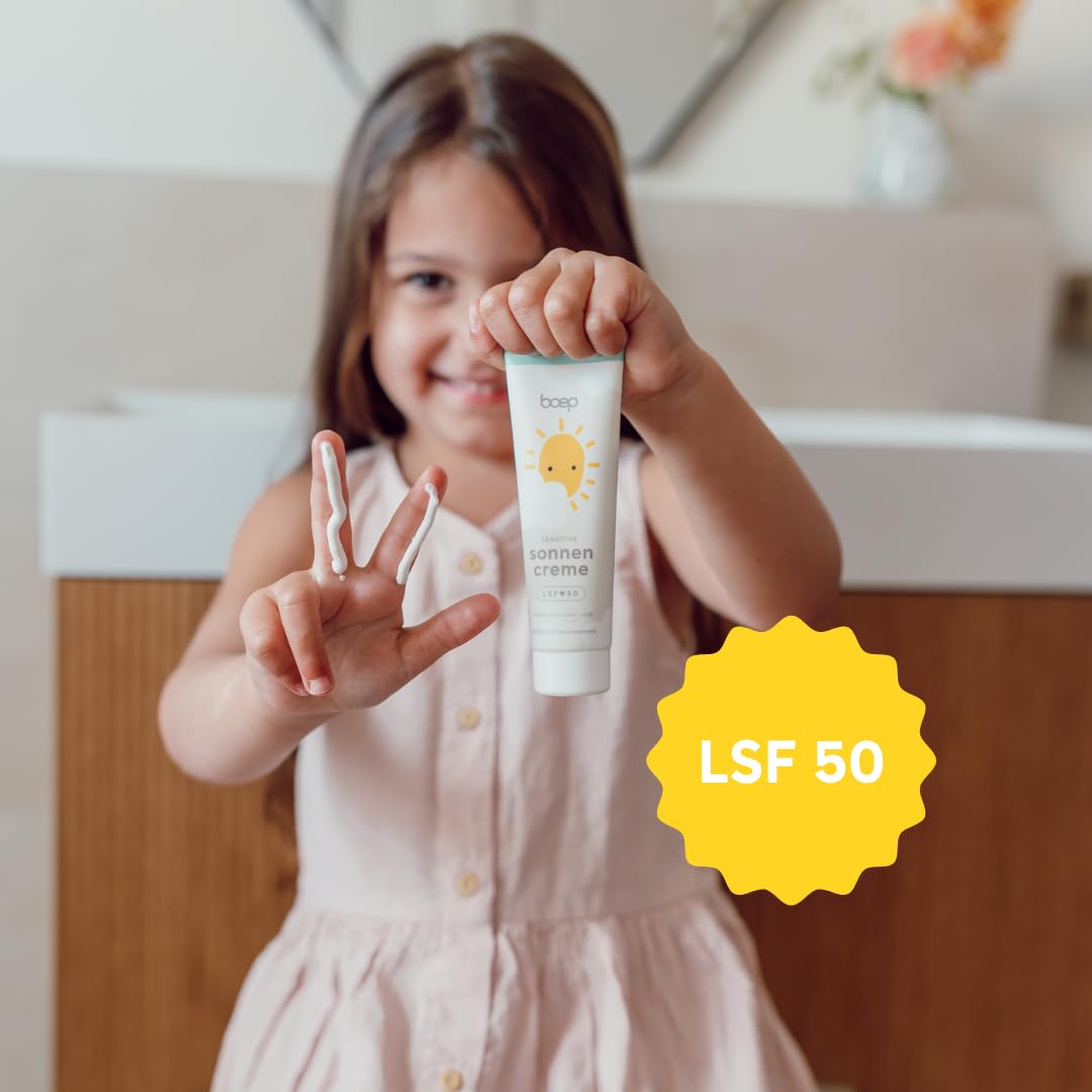 boep Sonnencreme Sensitiv LSF 50 – Mineralischer Sonnenschutz für Gesicht & Körper, für Babys, Kinder & Erwachsene geeignet, ohne Parfüm, vegane Naturkosmetik, 100 ml