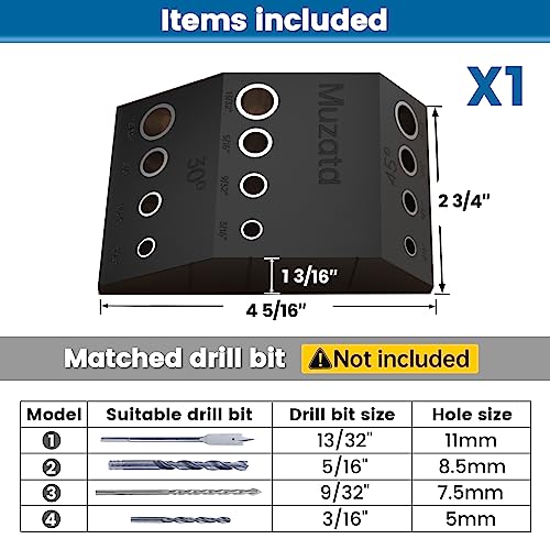 image for Muzata Upgraded Multi Angle Cable Railing Drill Guide Jig 30 45 90 Deg