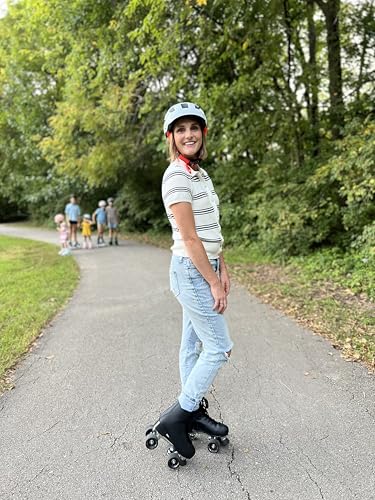 Image of Nattork Roller Skates for Women, PU Leather High-top Quad Skates for Beginner, Indoor Outdoor Double-Row Skates for Adults - Black
