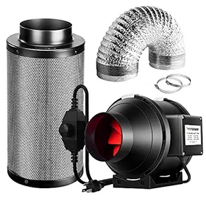 VIVOSUN Air Filtration Kit, 4? 190 CFM Inline Ventilation Fan with Speed Controller, 4? Black Carbon Filter and 8 of Ducting for Grow Tent, Planting Room, Air Circulation