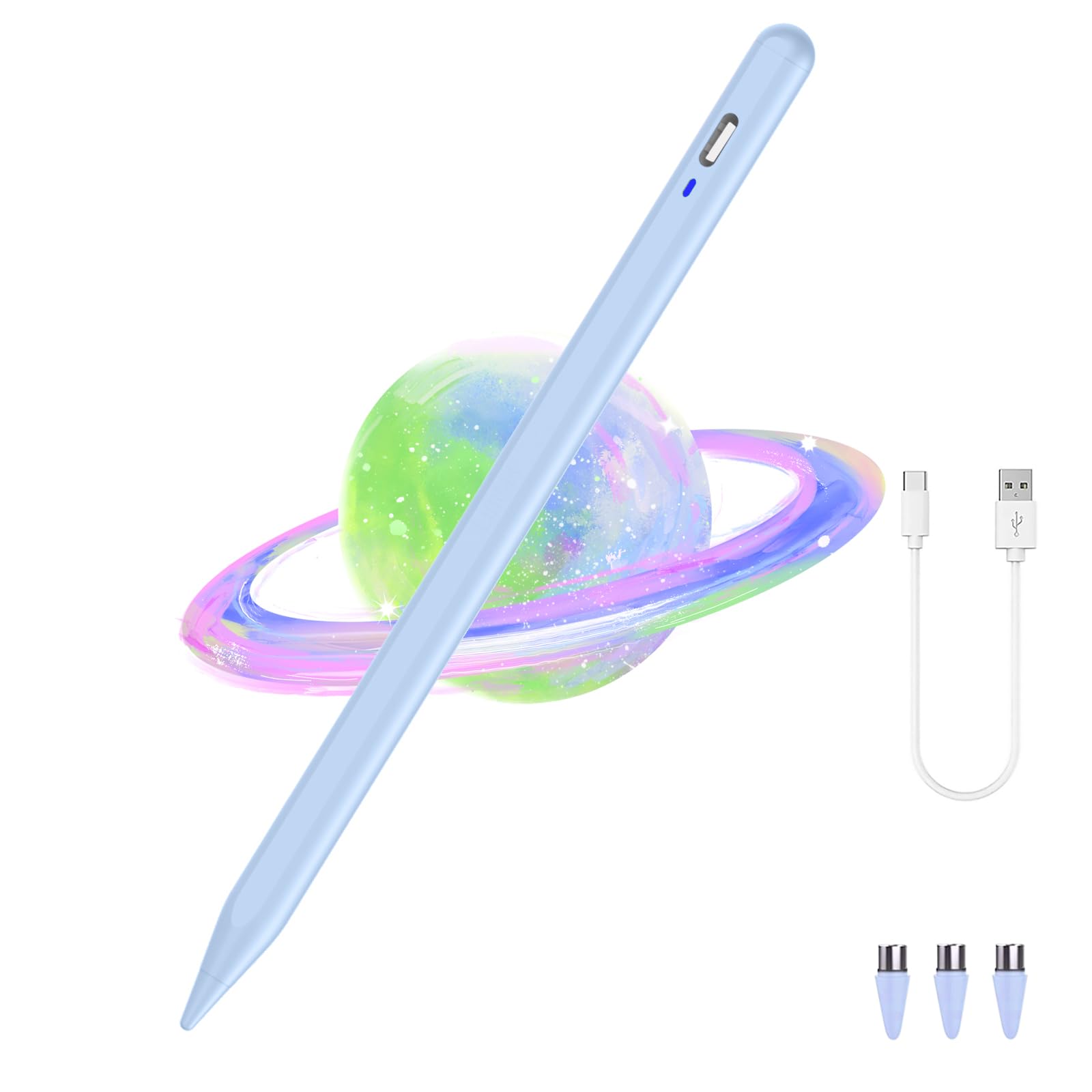 Universal Stylus Pen for iOS/Android,Drawing & Writing Rechargeable Touch Screen Pen Magnetic Tablet Stylus with POM Tip for iPhone/Samsung/XiaoMi/Huawei/Vivo/Lenovo and Other Android Device -Blue