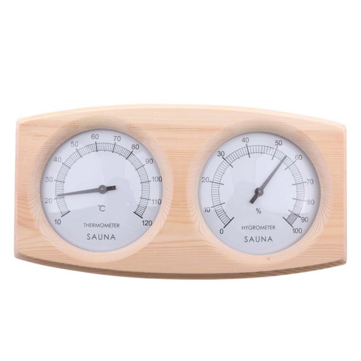 Thermomètre en Bois Beige à Cadran Clair pour Sauna