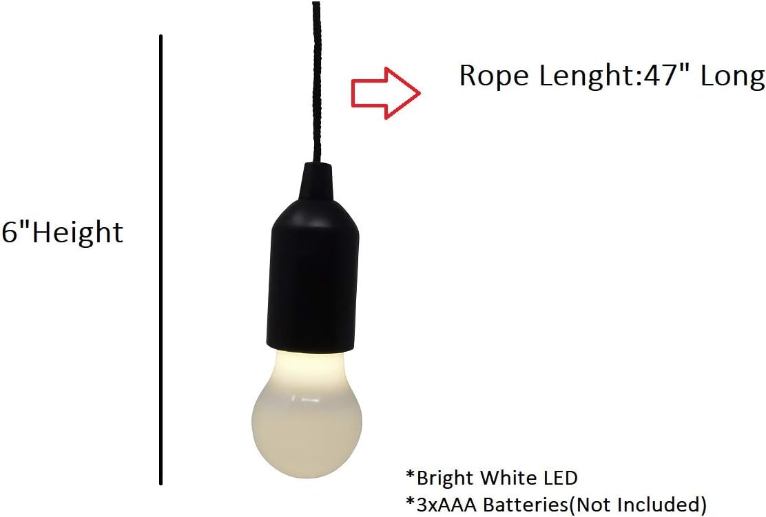 I Set of 4 Pull Rope LED Bulb I for Weddings I Indoor, Outdoors I Back Yard Decor I Kids Bedroom (Black)