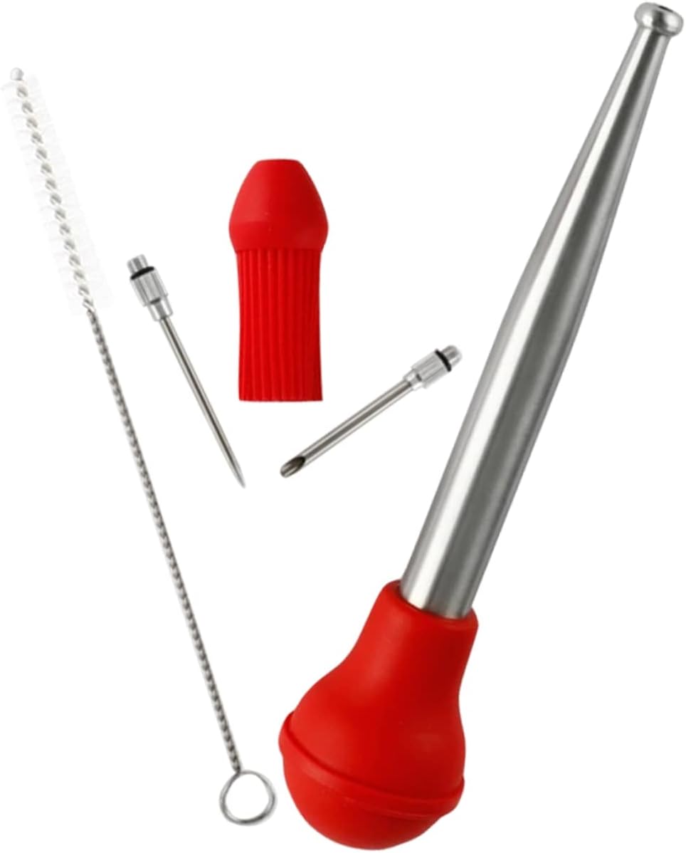 GLEAVI 1Set Turkey Injector with Baster Bbq Sauce Injector for Flavorful Marinating Kitchen Tool for Turkey Chicken and Meat Seasoning