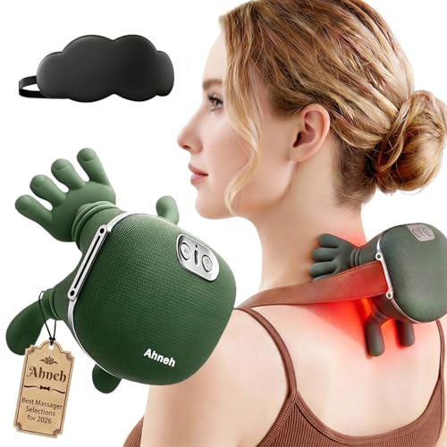Neck Massager with Heat, 2026 Updated Wireless Bionic Back Massager, Deep Tissue Electric Shoulder Massage, 3 Speed Adjustments, Real Hands Massage for Neck, Back, Shoulder, Leg