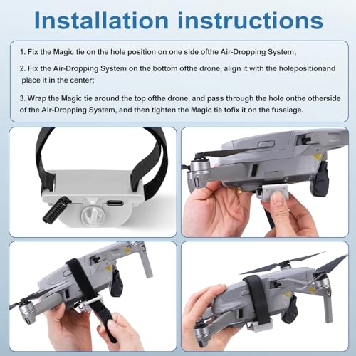 universal drone airdrop system compatible with dji mavic mini 4 pro mini 3 mini 2 air 2 air 2s mavic 3 pro mavic 2 - payload clip release device airdropper with fish bait ring thrower accessories drones not included