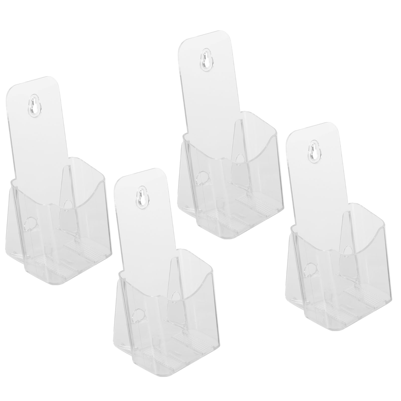 ULTECHNOVO Porta folhetos de acrílico transparente (pacote de 4) expositor de metal de para bancada/mesa e parede, folhetos de três dobras, folhetos, menu, revistas e panfletos A4