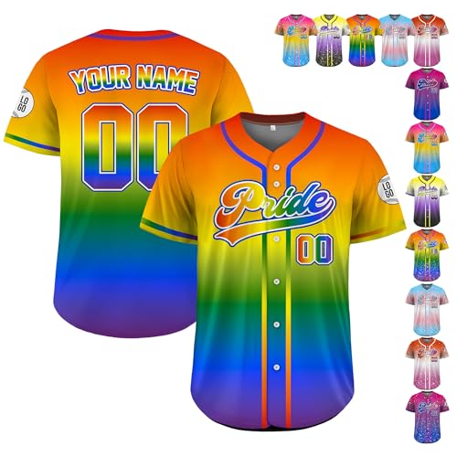 Custom Baseball Jersey – Personalized Name, Number & Logo, LGBT Pride Sports Uniform Pride 1 Baseball Jerseys for Men, Women, Youth, Toddlers miniatura 1