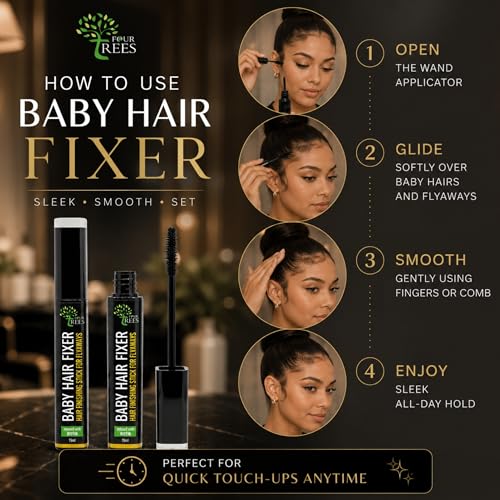 Image of Four Trees Hair Finishing Stick for Frizzy Hair & Flyaways | Baby Hair Fixer | Non-Sticky, Non-Greasy Hold | Infused with Biotin for Hair Strengthening | 15ml | For All Hair Types