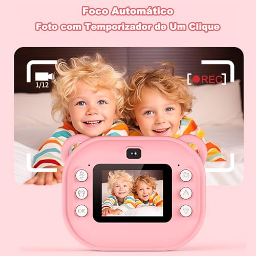 Câmera Fotográfica Infantil, Máquina Fotográfica Instantanea Portátil, 20MP 1080P HD Câmera de Vídeo