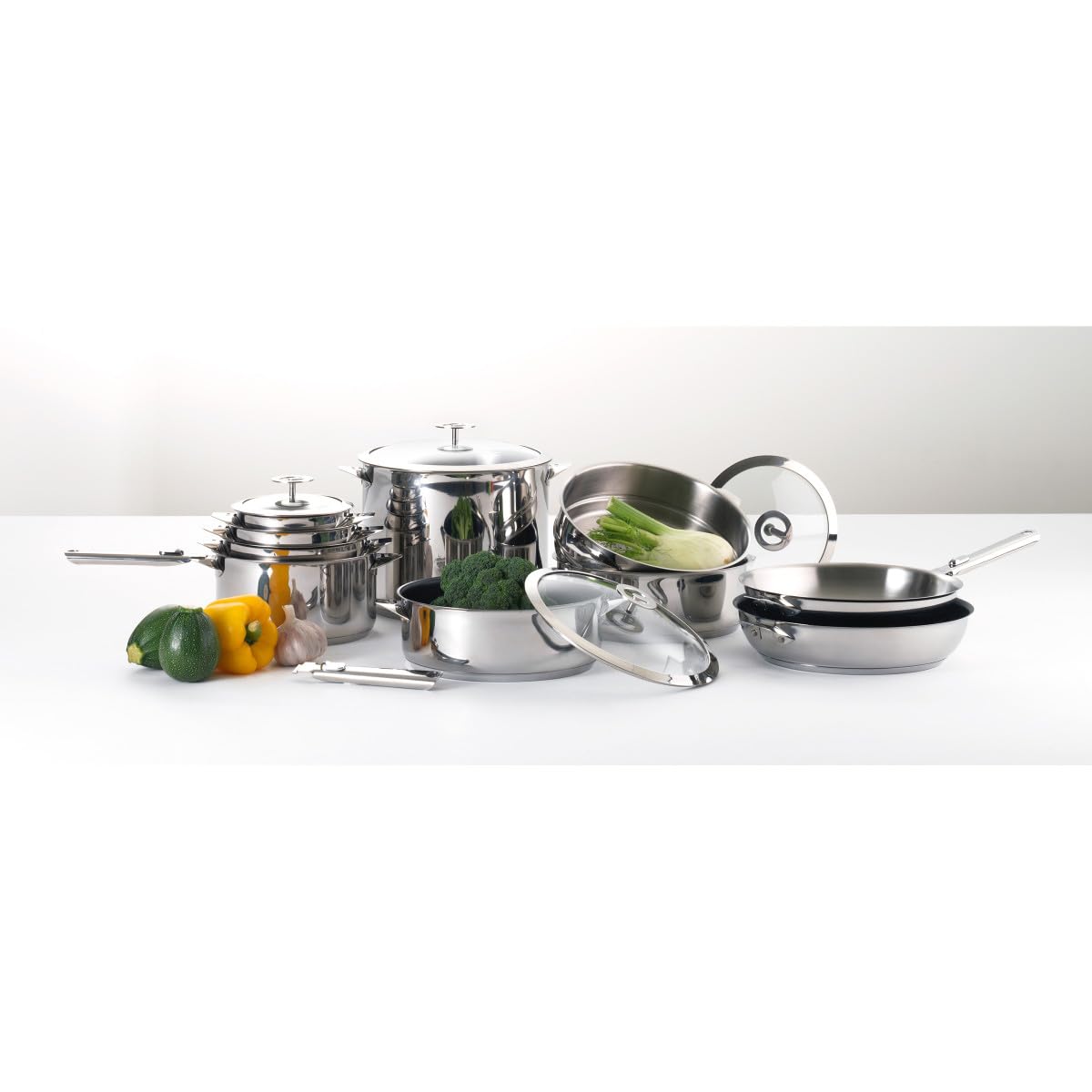Cuisinox Eclipse Coperchio 24 cm in Vetro temperato e Acciaio Inox, Inossidabile