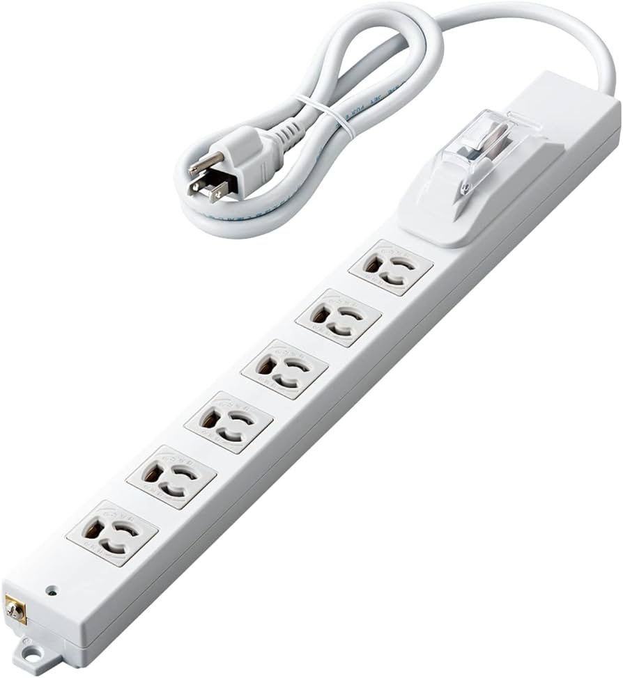 Amazon.co.jp: エレコム 電源タップ 1m ロング型 3ピン 6個口 抜け止め