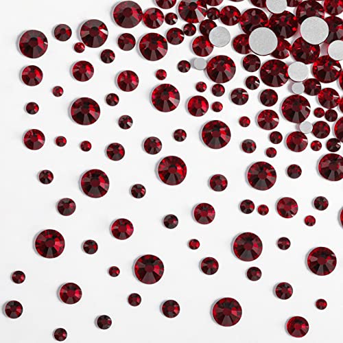 Image of Beadsland Rhinestones for Makeup,8 Sizes 2500pcs Dark Red Flatback Rhinestones Face Gems for Nails Crafts with Tweezers and Wax Pencil,Dark Siam,SS4-SS30