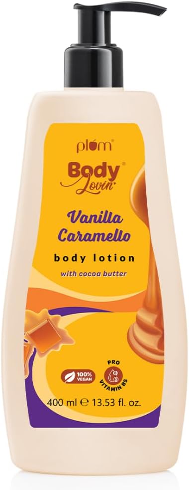 BodyLovin' Vanilla Caramello Body Lotion | Cocoa Butter & Vitamin B5 for Deep Moisturization | Non-Greasy | Soft & Glowing Skin | for Dry to Very Dry Skin | Warm & Cozy Vanilla Fragrance - 400ml