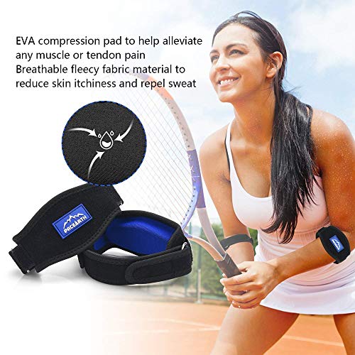Pacearth Tennis Elbow Brace Pain Relief For Tendonitis With Metal Buckle Compression Pad With 4 Adjustable Band Straps 2-Count Arm Wrist Brace Fit For Women, Men And Kids, Physical Therapy #TOP5