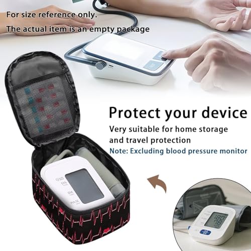 Jrysaedy Heartbeat Blood Pressure Moniror Case Durable Portable Hard Storage Case for Blood Pressure Monitor and Accessories Mesh Pockets for Cuff/Batteries/Charger