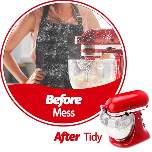 Image of Pouring Shield for KitchenAid Tilt Head 4.5-5 QT (for Stainless Steel Bowls Only), for Kitchen aid Accessories and Attachments, Fully Enclosed Foldable Lid Mixer Bowl Cover & Flour Funnel